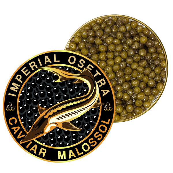 Golden Imperial Osetra Sturgeon Malossol Black Caviar